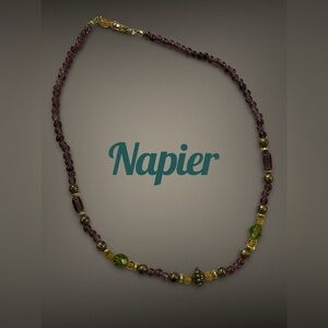 Napier Multicolor Beaded Necklace Gold Toned Metal Findings and Tag Vintage
